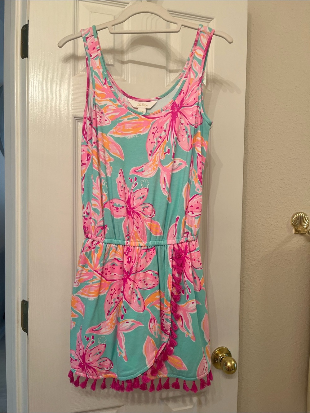 NWOT Lilly Pulitzer Floral Dress Romper - Aqua & Pink XXS